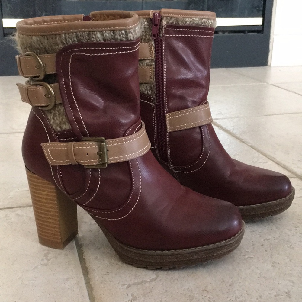 New, never worn fur lined high heeled boots!